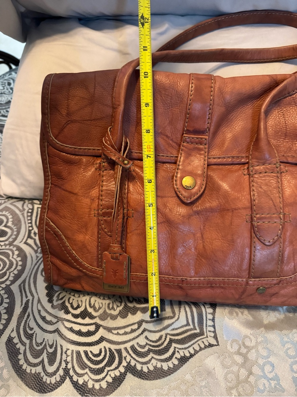 Vintage Frye Campus Leather Satchel/Handbag in Camel Brown - Picture 5 of 15